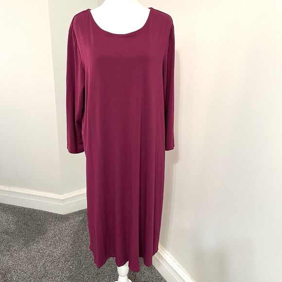 J. Jill Dresses & Skirts - J JILL Wearever Dress Womens XL Key Hole Button Back Stretch Knit Berry